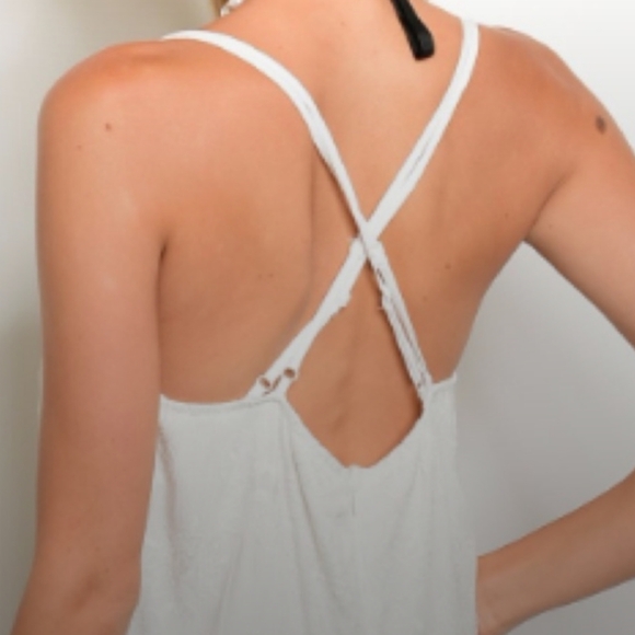 New White Romper Scoop Neck Sleeveless crochet  sz M  NWT - Picture 7 of 8